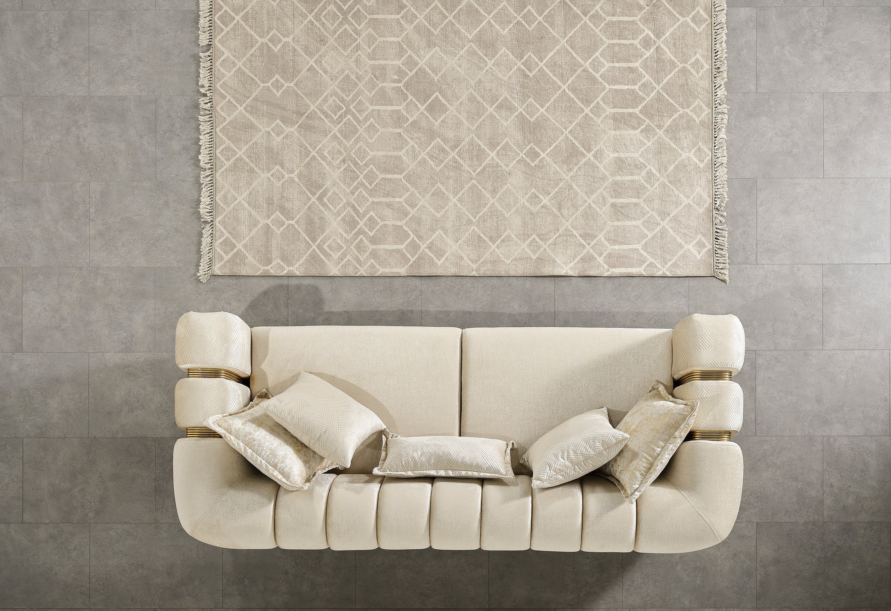 Santana Ivory Velvet Living Room Set – Luna Furniture