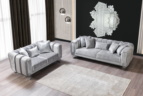 Santana Silver Velvet Sofa & Loveseat from Nova Furniture - Luna Furniture