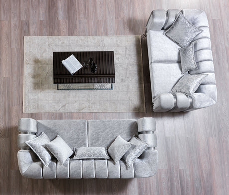 Santana Silver Velvet Sofa & Loveseat from Nova Furniture - Luna Furniture