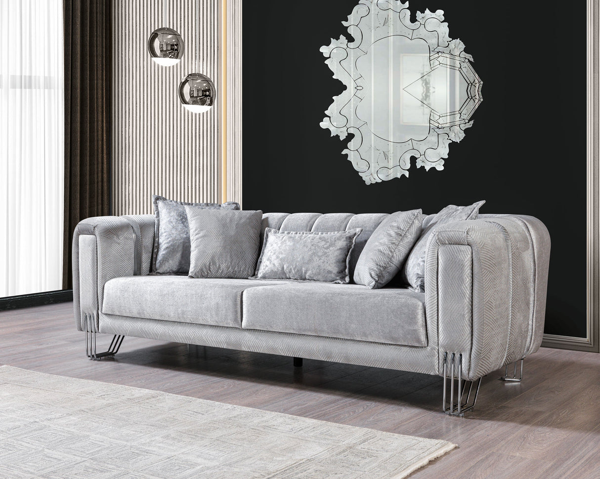 Santana Silver Velvet Sofa & Loveseat from Nova Furniture - Luna Furniture