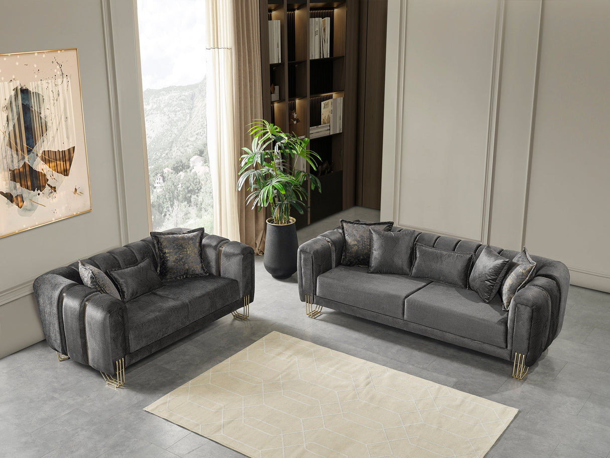 Santana Smoke Velvet Living Room Set from Nova Furniture - Luna Furniture