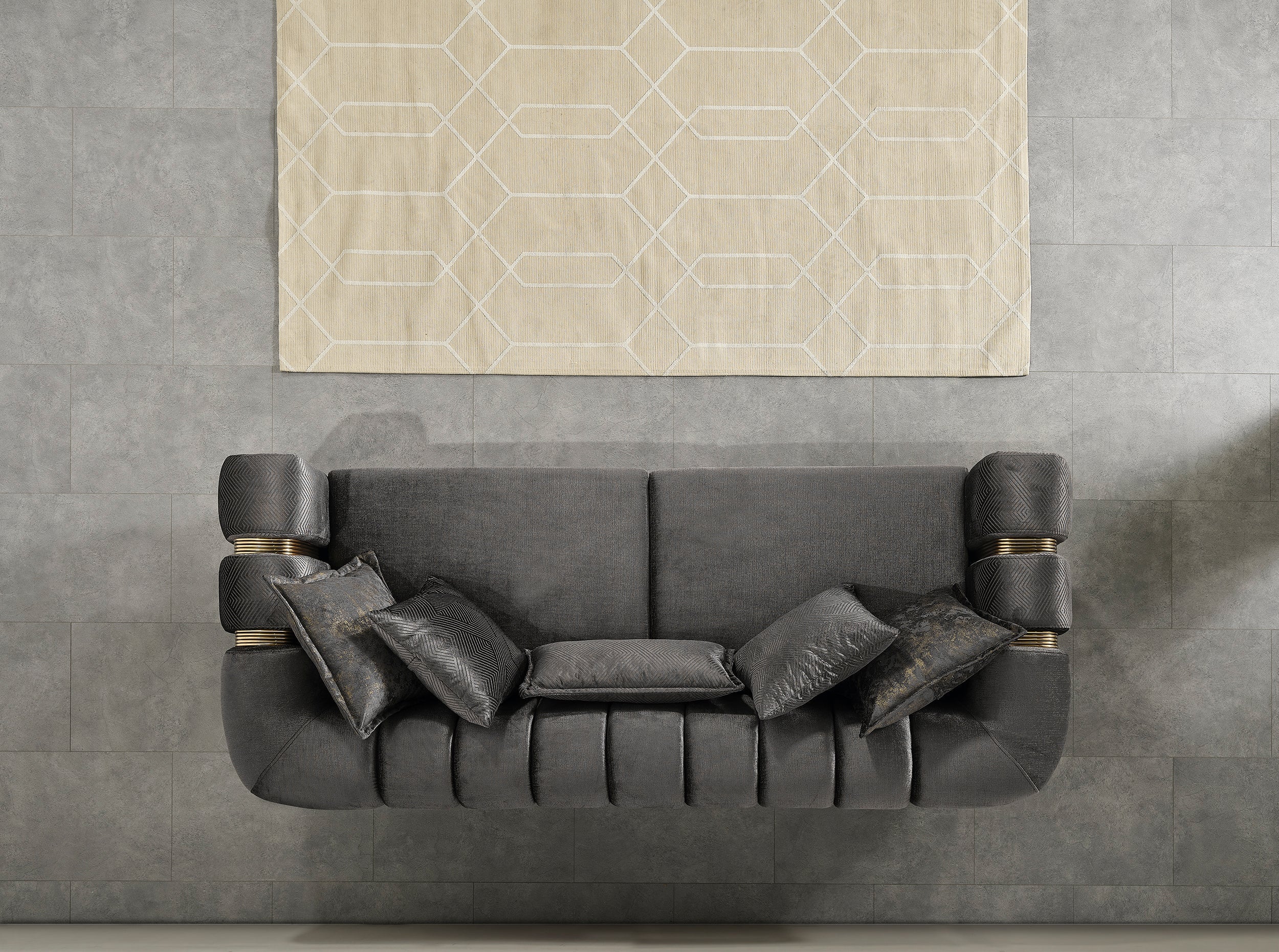 Santana Smoke Velvet Living Room Set – Luna Furniture