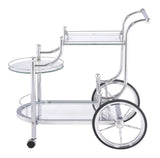 Sarandon Chrome and Clear 3-Tier Serving Cart from Coaster - Luna Furniture