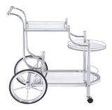 Sarandon Chrome and Clear 3-Tier Serving Cart from Coaster - Luna Furniture