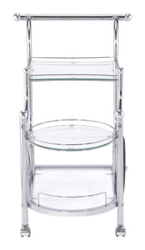 Sarandon Chrome and Clear 3-Tier Serving Cart from Coaster - Luna Furniture