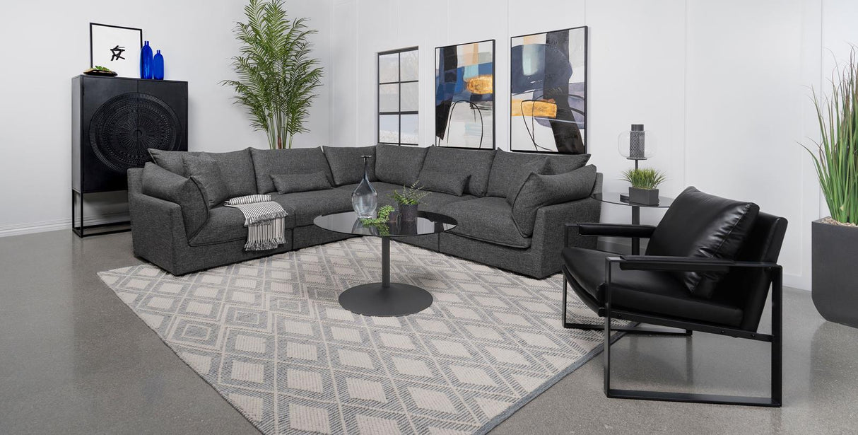 Sasha Barely Black Upholstered 5-Piece Modular Sectional Sofa from Coaster - Luna Furniture