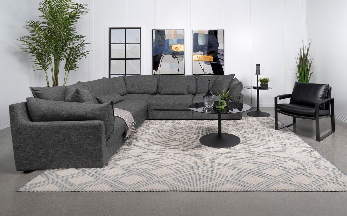 Sasha Barely Black Upholstered 5-Piece Modular Sectional Sofa from Coaster - Luna Furniture