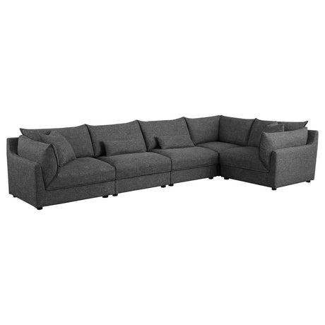Sasha Barely Black Upholstered 5-Piece Modular Sectional Sofa from Coaster - Luna Furniture