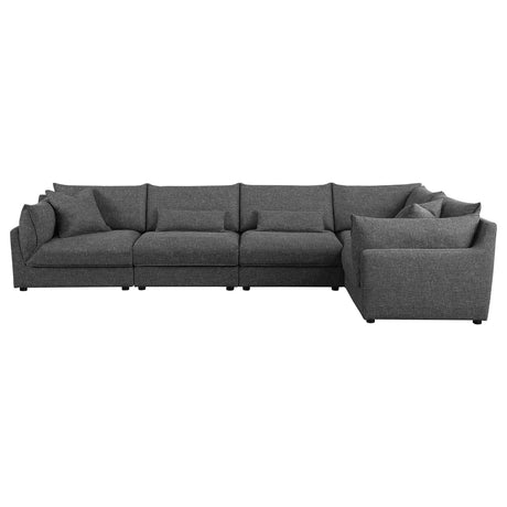 Sasha Barely Black Upholstered 5-Piece Modular Sectional Sofa from Coaster - Luna Furniture