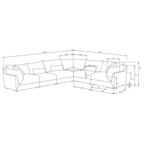 Sasha Barely Black Upholstered 6-Piece Modular Sectional from Coaster - Luna Furniture