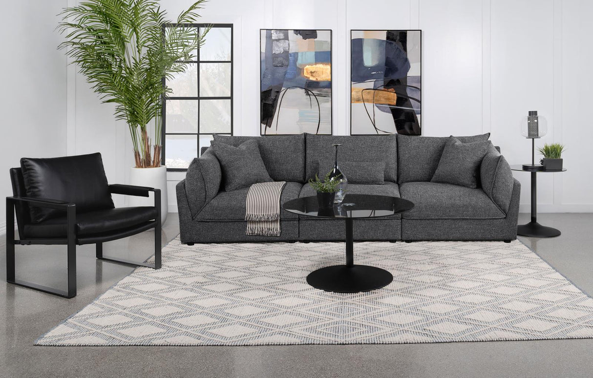 Sasha Black Upholstered 3-Piece Sofa Barely from Coaster - Luna Furniture