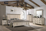Sawyer Antique White/Brown Queen Panel Bed from Crown Mark - Luna Furniture