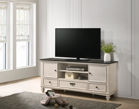 Saywer Antique 68" White/Brown TV Stand from Crown Mark - Luna Furniture