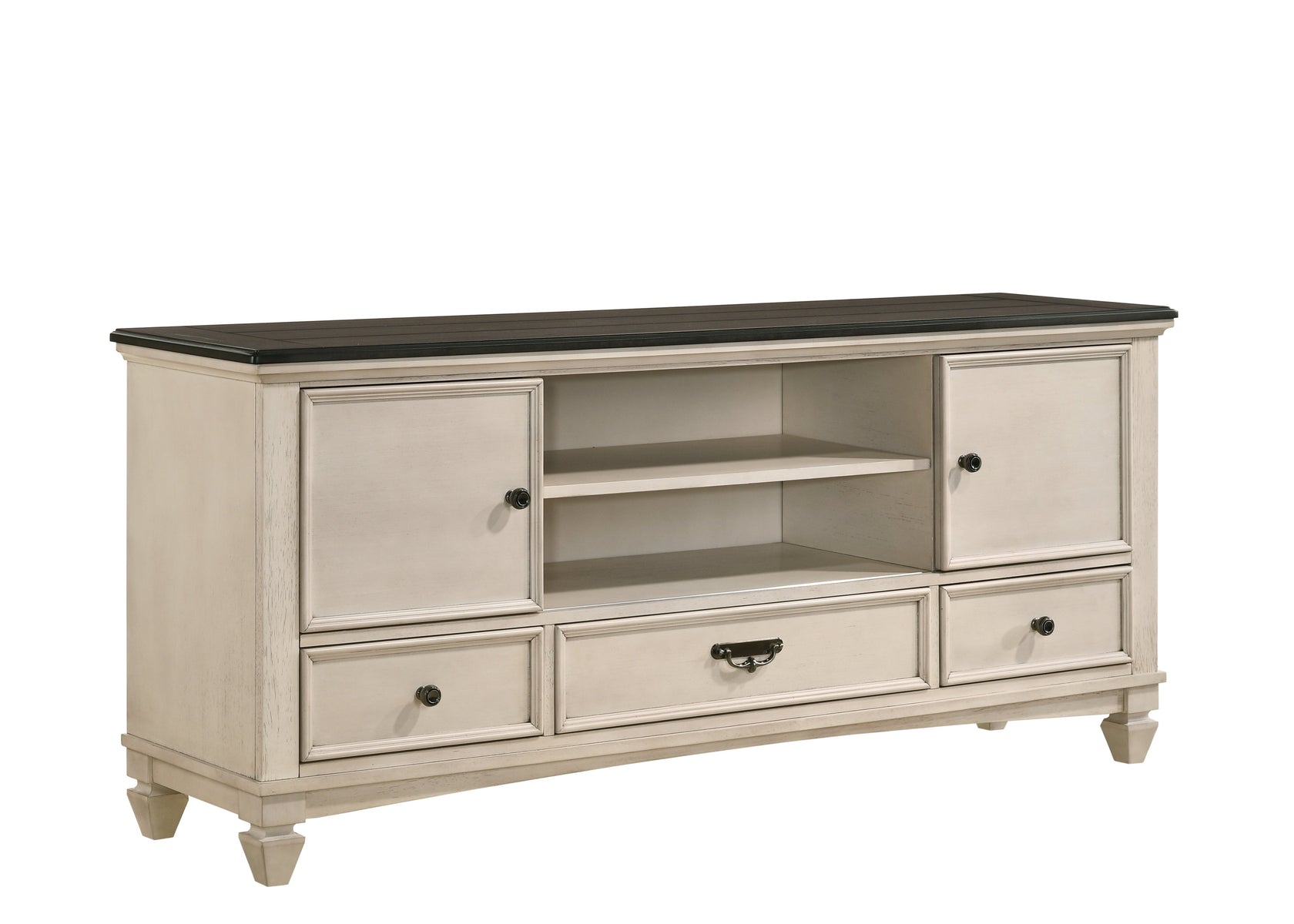 Saywer Antique 68" White/Brown TV Stand from Crown Mark - Luna Furniture