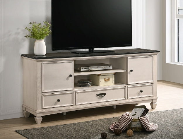 Saywer Antique 68" White/Brown TV Stand from Crown Mark - Luna Furniture