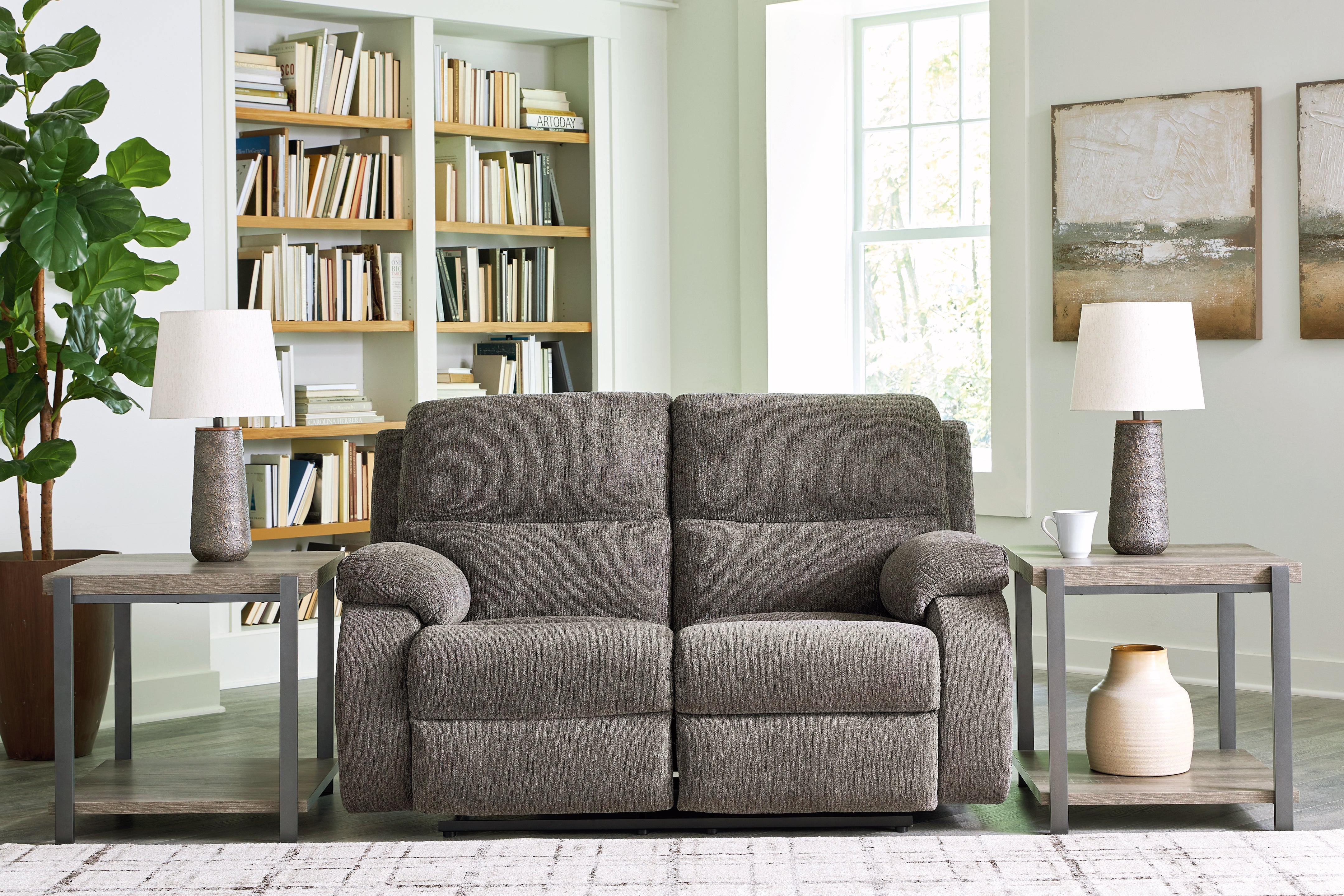 Ashley Scranto Brindle Reclining Loveseat - Luna Furniture