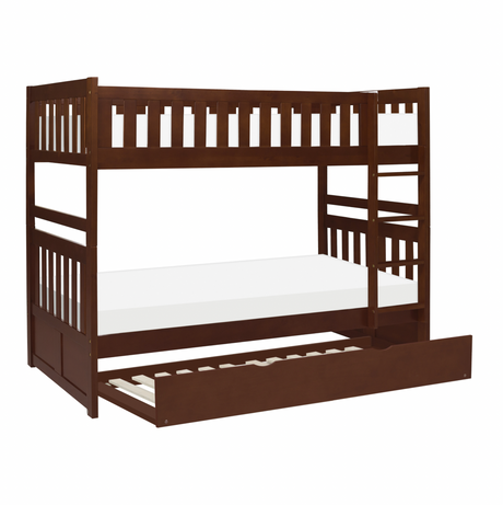Rowe Dark Cherry Twin/Twin Bunk Bed with Twin Trundle from Homelegance - Luna Furniture