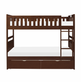 Rowe Dark Cherry Twin/Twin Bunk Bed with Storage Boxes from Homelegance - Luna Furniture