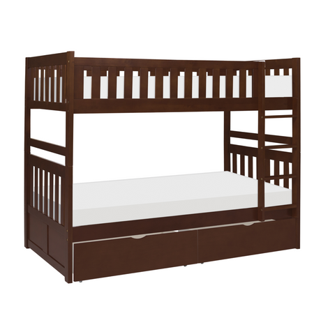 Rowe Dark Cherry Twin/Twin Bunk Bed with Storage Boxes from Homelegance - Luna Furniture