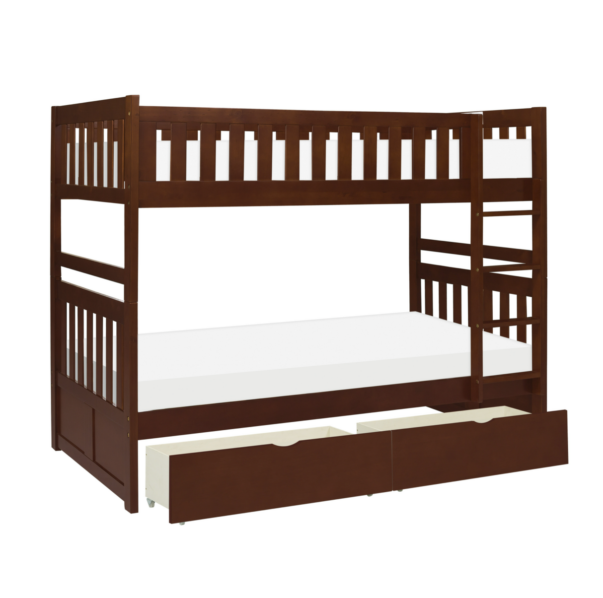 Rowe Dark Cherry Twin/Twin Bunk Bed with Storage Boxes from Homelegance - Luna Furniture