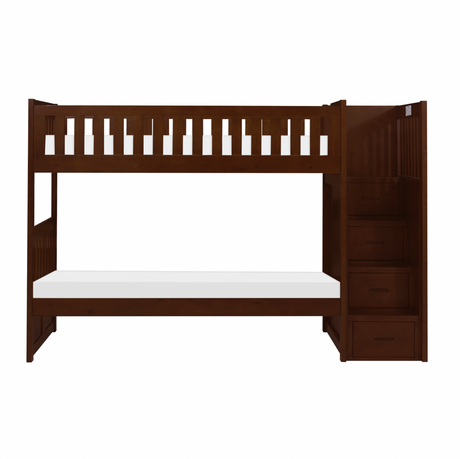 Rowe Dark Cherry Twin/Twin Step Bunk Bed from Homelegance - Luna Furniture