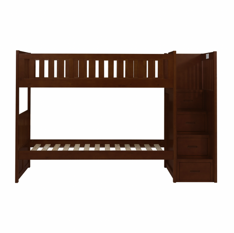 Rowe Dark Cherry Twin/Twin Step Bunk Bed from Homelegance - Luna Furniture