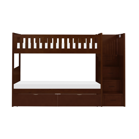 Rowe Dark Cherry Twin/Twin Step Bunk Bed with Storage Boxes from Homelegance - Luna Furniture