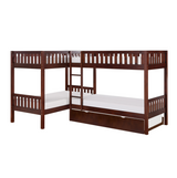 Rowe Dark Cherry Twin Corner Bunk Bed with Twin Trundle from Homelegance - Luna Furniture