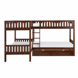 Rowe Dark Cherry Twin Corner Bunk Bed with Twin Trundle from Homelegance - Luna Furniture