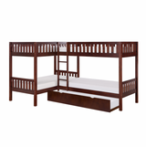 Rowe Dark Cherry Twin Corner Bunk Bed with Twin Trundle from Homelegance - Luna Furniture