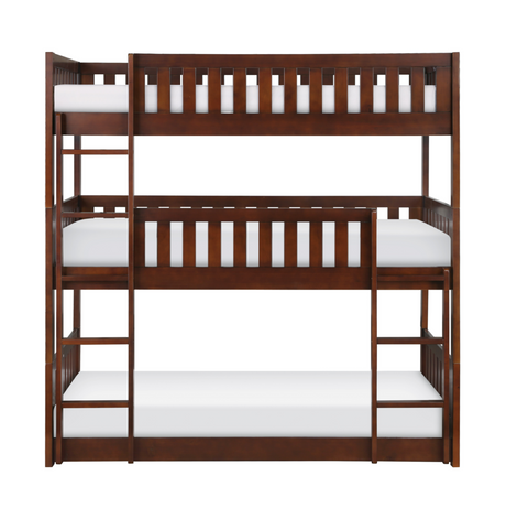 Rowe Dark Cherry Twin Triple Bunk Bed from Homelegance - Luna Furniture