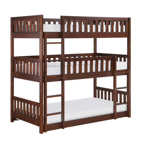 Rowe Dark Cherry Twin Triple Bunk Bed from Homelegance - Luna Furniture