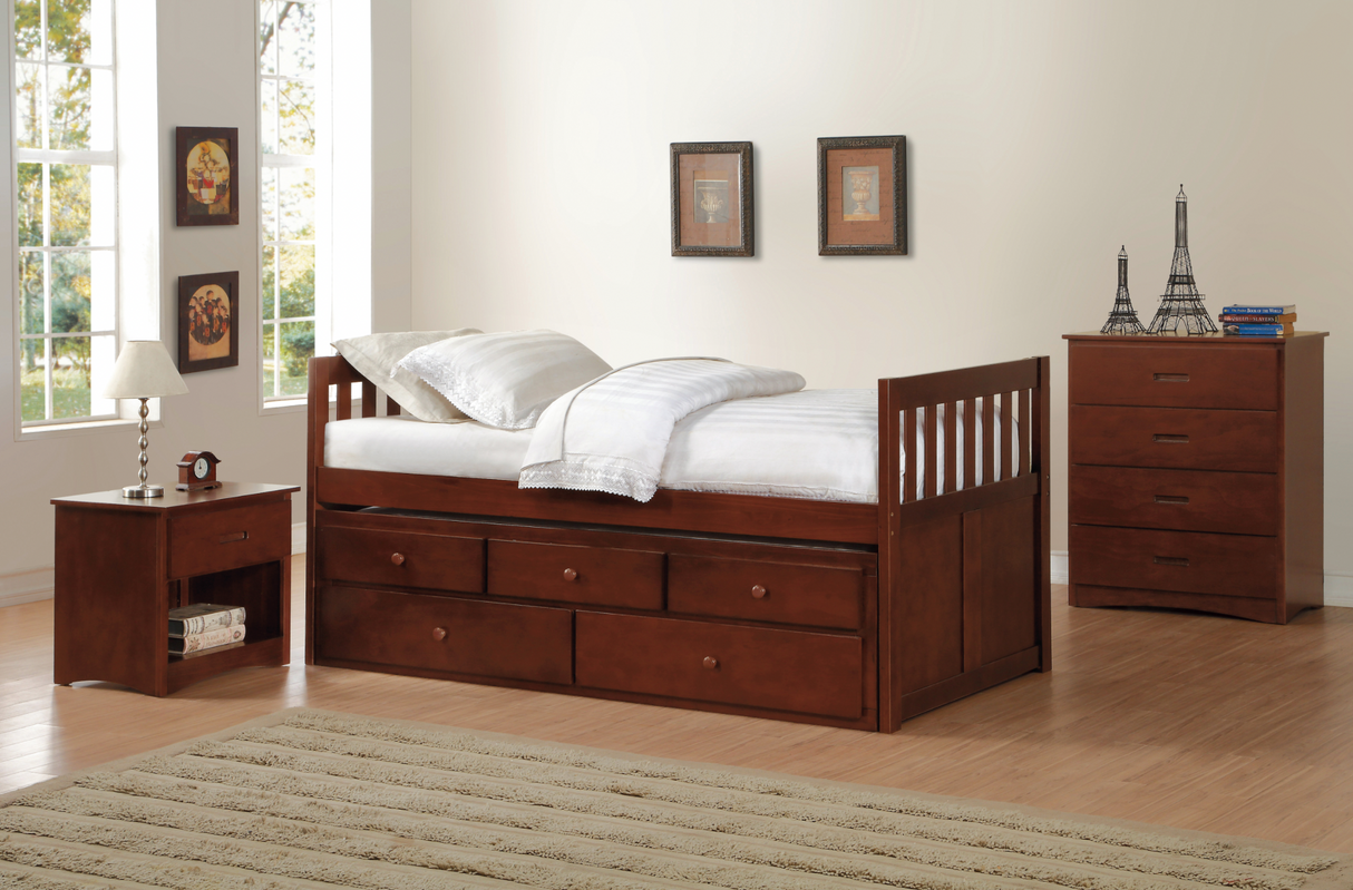 Rowe Dark Cherry Twin Captains Trundle Bed from Homelegance - Luna Furniture