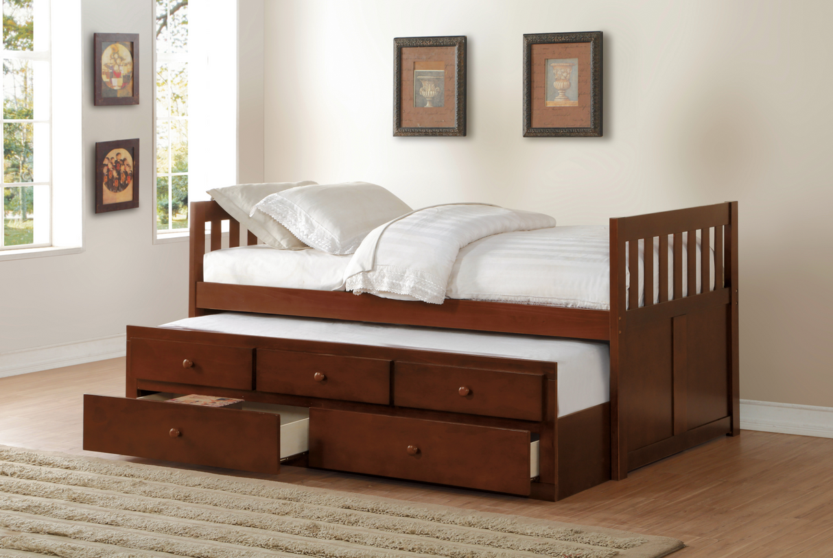 Rowe Dark Cherry Twin Captains Trundle Bed from Homelegance - Luna Furniture