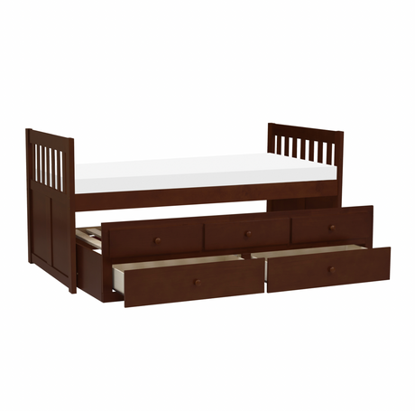 Rowe Dark Cherry Twin Captains Trundle Bed from Homelegance - Luna Furniture