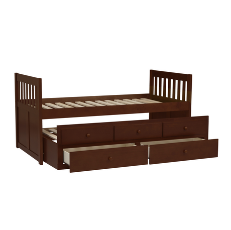 Rowe Dark Cherry Twin Captains Trundle Bed from Homelegance - Luna Furniture