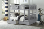 Orion Gray Twin Full/Full Bunk Bed with Storage Boxes