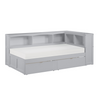 Orion Gray Twin Bookcase Corner Bed with Storage Boxes