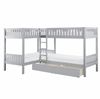Orion Gray Twin Corner Bunk Bed with Storage Boxes