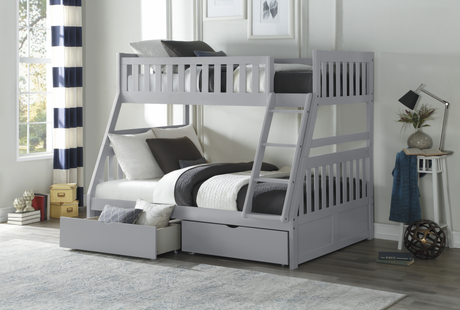 Orion Gray Twin/Full Bunk Bed with Storage Boxes