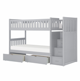 Orion Gray Twin/Twin Step Bunk Bed with Storage Boxes