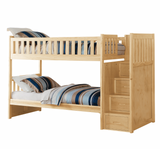 Bartly Pine Twin/Twin Step Bunk Bed with Twin Trundle from Homelegance - Luna Furniture