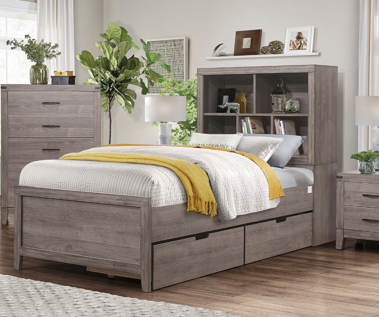 Woodrow Brownish Gray Full Platform Bed with Toy Boxes from Homelegance - Luna Furniture