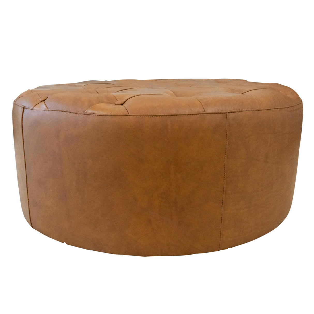 Seletar Mid-Century Modern Tan Leather Ottoman from Midinmod - Luna Furniture