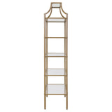 Serena Matte Gold 5-Tier Tempered Glass Shelves Bookcase from Coaster - Luna Furniture