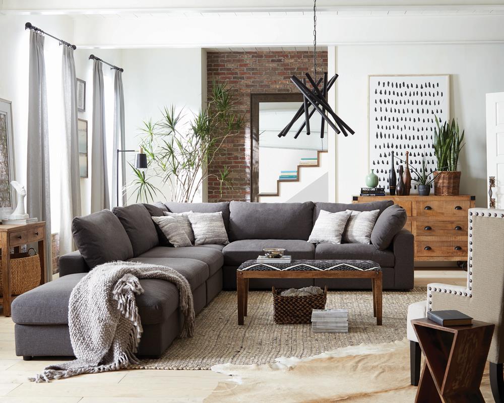 Serene Charcoal Upholstered Armless Chair from Coaster - Luna Furniture