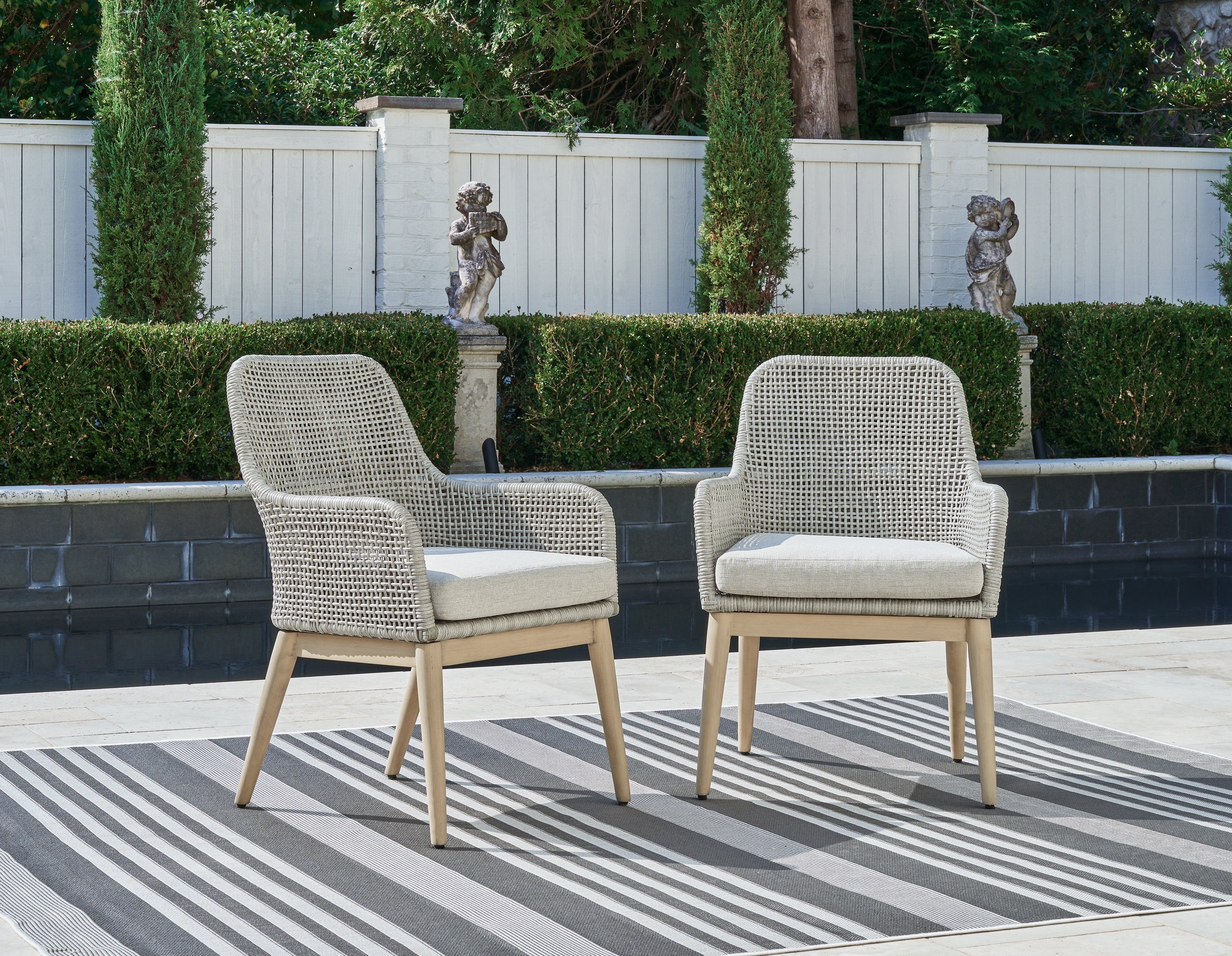 Seton Creek Gray Outdoor Dining Arm Chair (Set of 2) - Luna Furniture