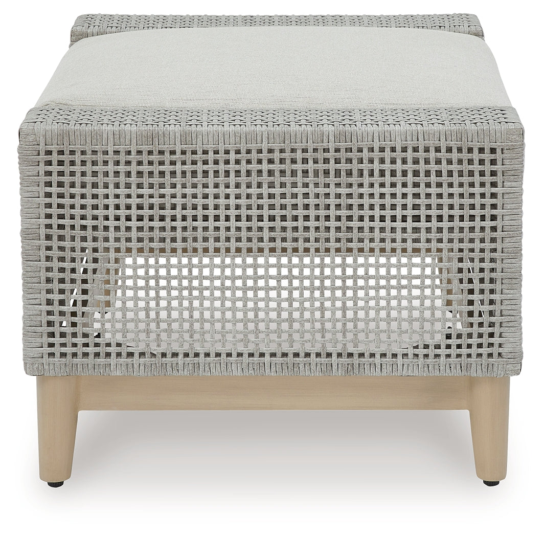 Seton Creek Gray Outdoor Ottoman with Cushion from Ashley - Luna Furniture