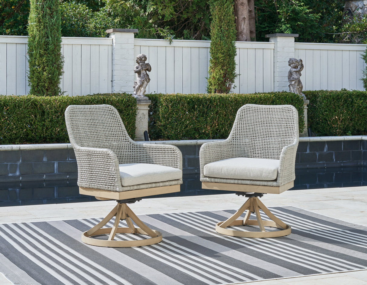 Seton Creek Gray Outdoor Swivel Dining Chair from Ashley - Luna Furniture