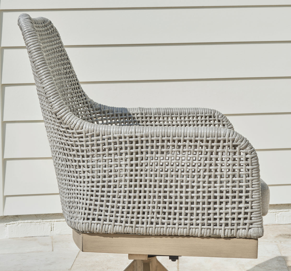 Seton Creek Gray Outdoor Swivel Dining Chair from Ashley - Luna Furniture